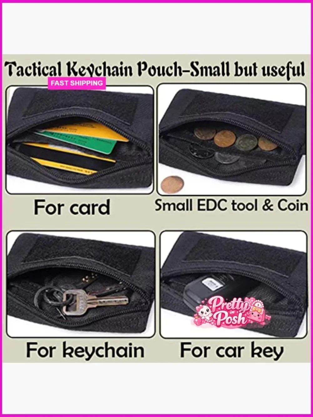 Tactical Keychain Pouch Nylon EDC Pocket Organizer Belt Gear